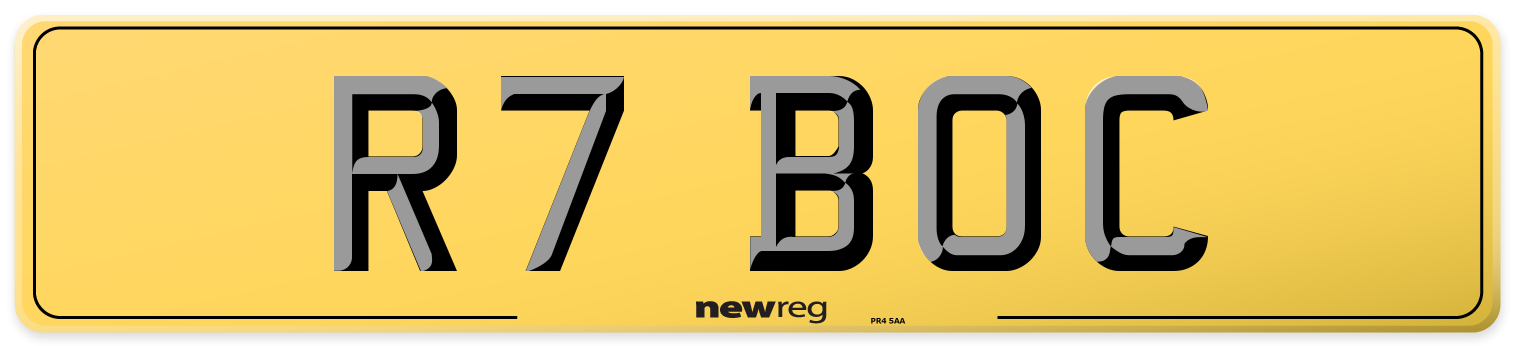 R7 BOC Rear Number Plate