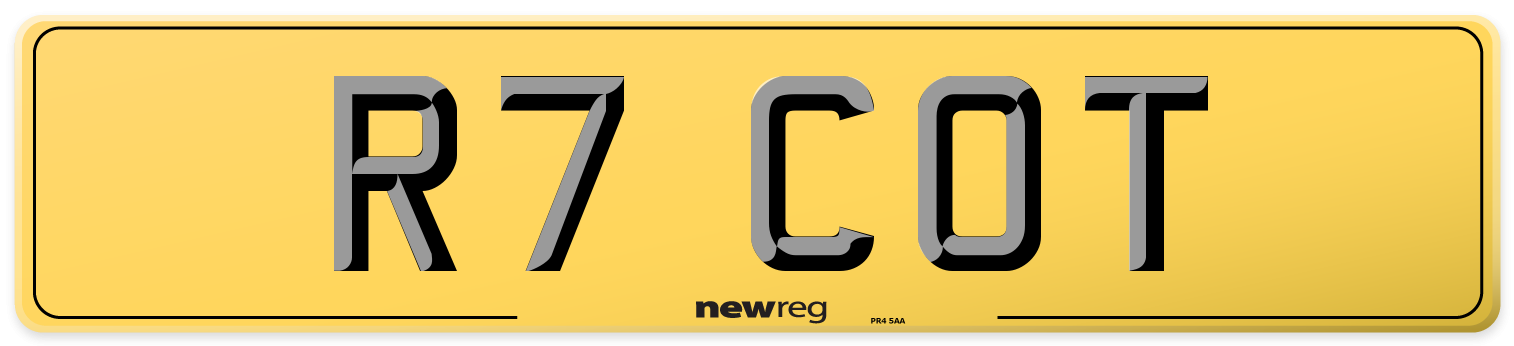R7 COT Rear Number Plate