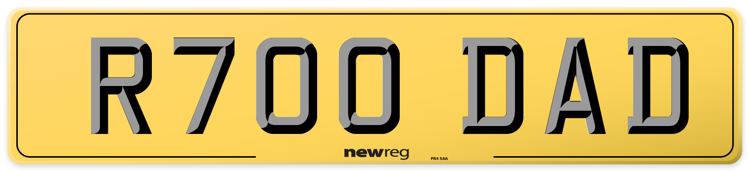 R700 DAD Rear Number Plate