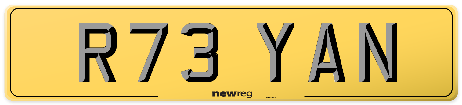 R73 YAN Rear Number Plate