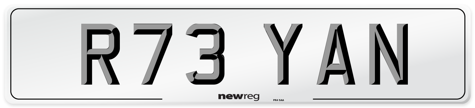 R73 YAN Front Number Plate