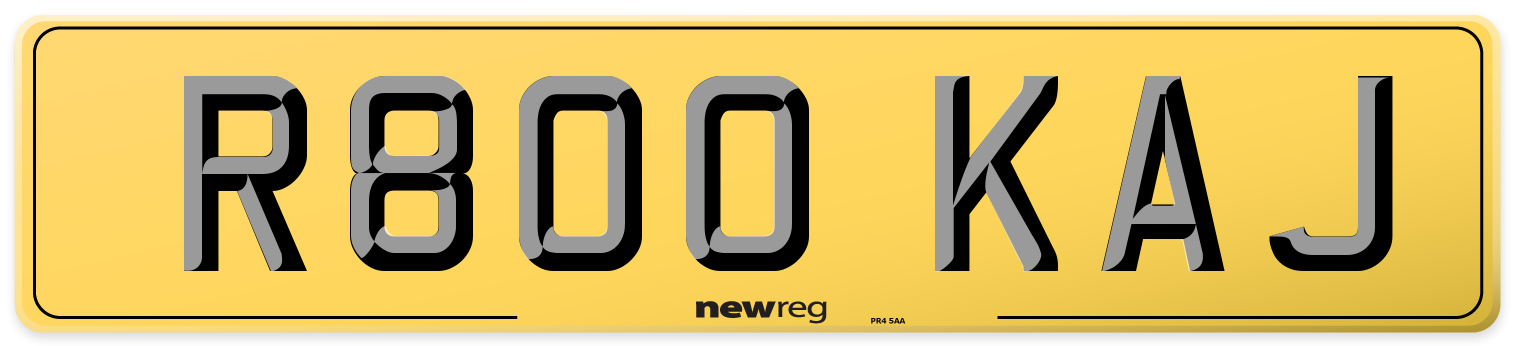 R800 KAJ Rear Number Plate