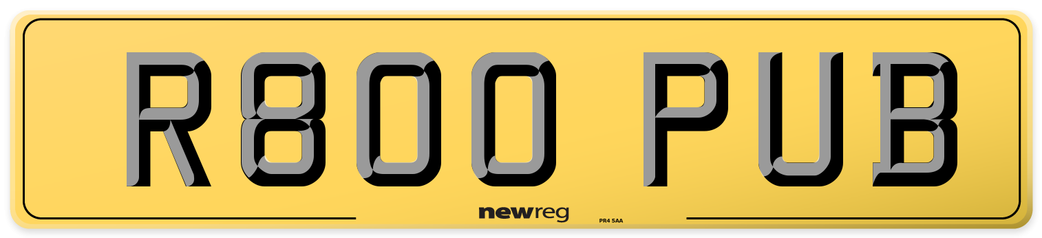 R800 PUB Rear Number Plate
