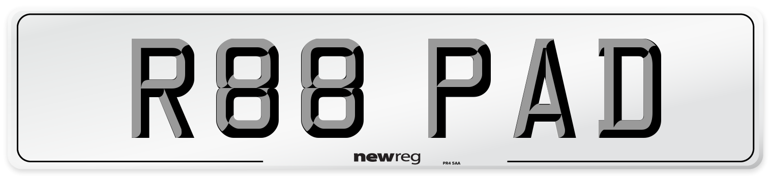 R88 PAD Front Number Plate