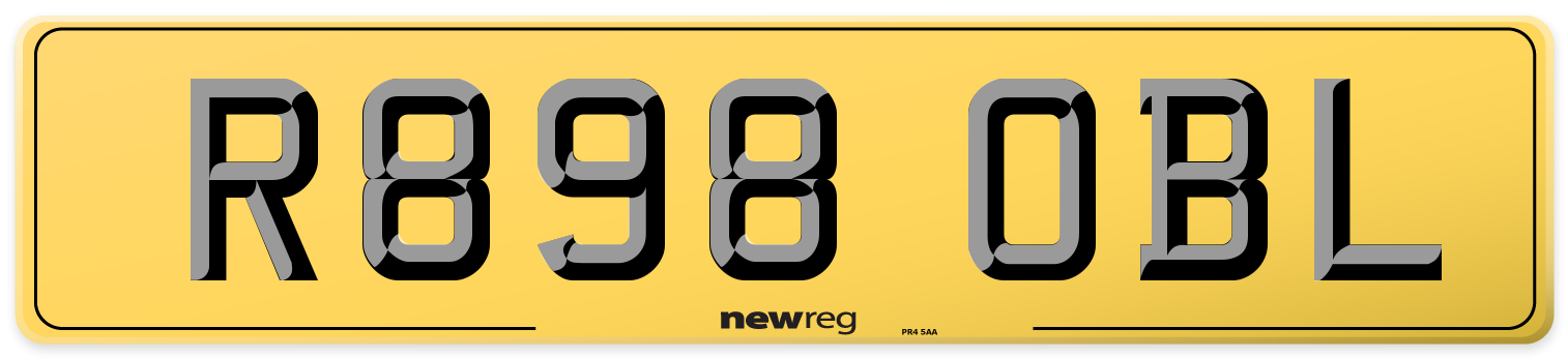 R898 OBL Rear Number Plate