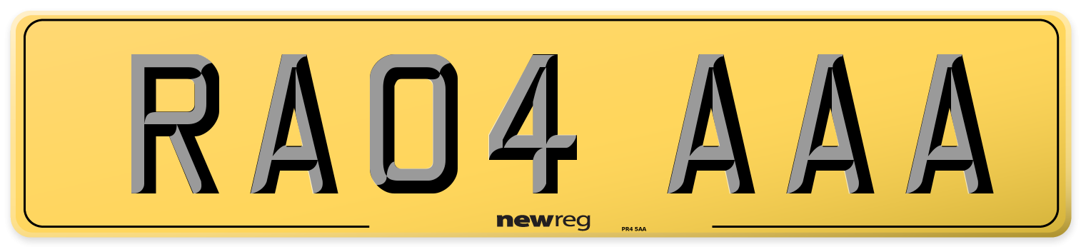 RA04 AAA Rear Number Plate