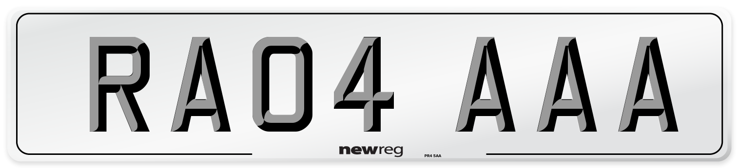 RA04 AAA Front Number Plate