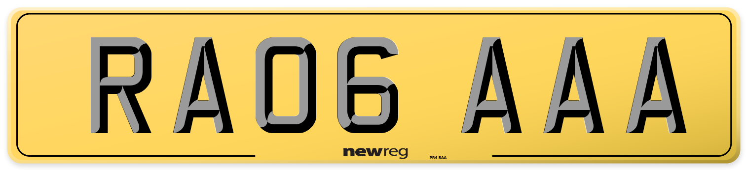 RA06 AAA Rear Number Plate