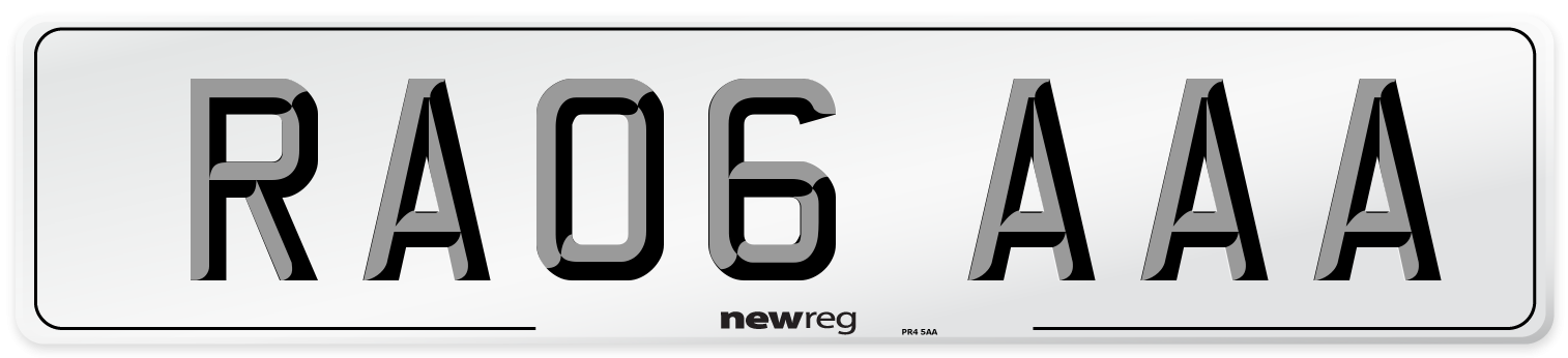RA06 AAA Front Number Plate
