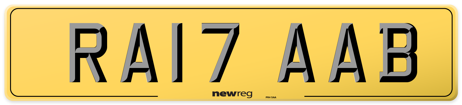 RA17 AAB Rear Number Plate