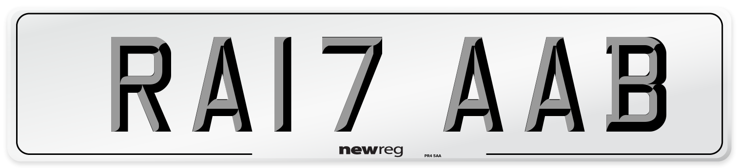 RA17 AAB Front Number Plate