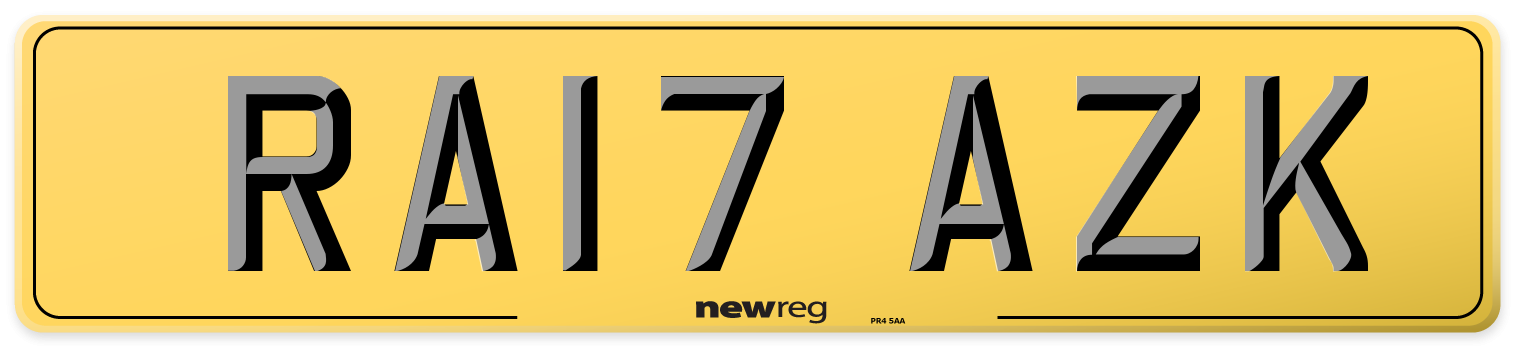 RA17 AZK Rear Number Plate