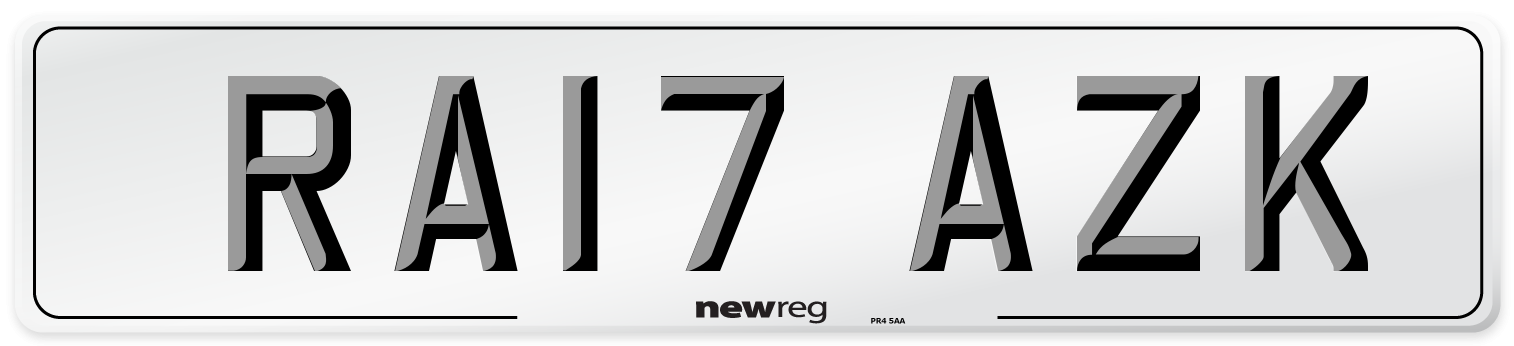 RA17 AZK Front Number Plate