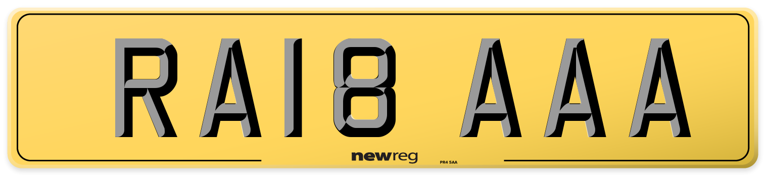 RA18 AAA Rear Number Plate