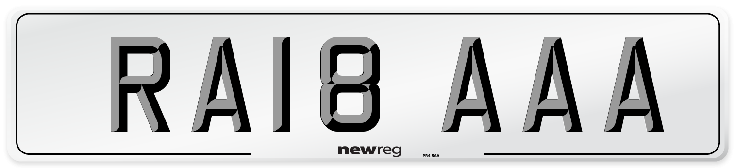 RA18 AAA Front Number Plate