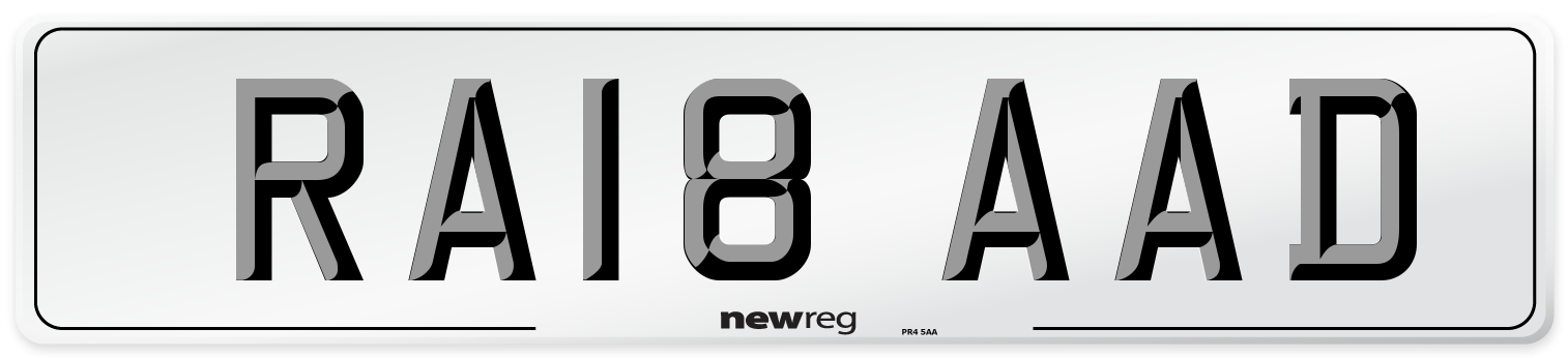 RA18 AAD Front Number Plate