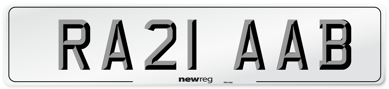 RA21 AAB Front Number Plate