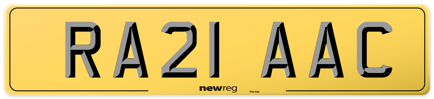 RA21 AAC Rear Number Plate