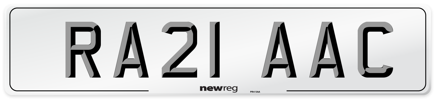 RA21 AAC Front Number Plate