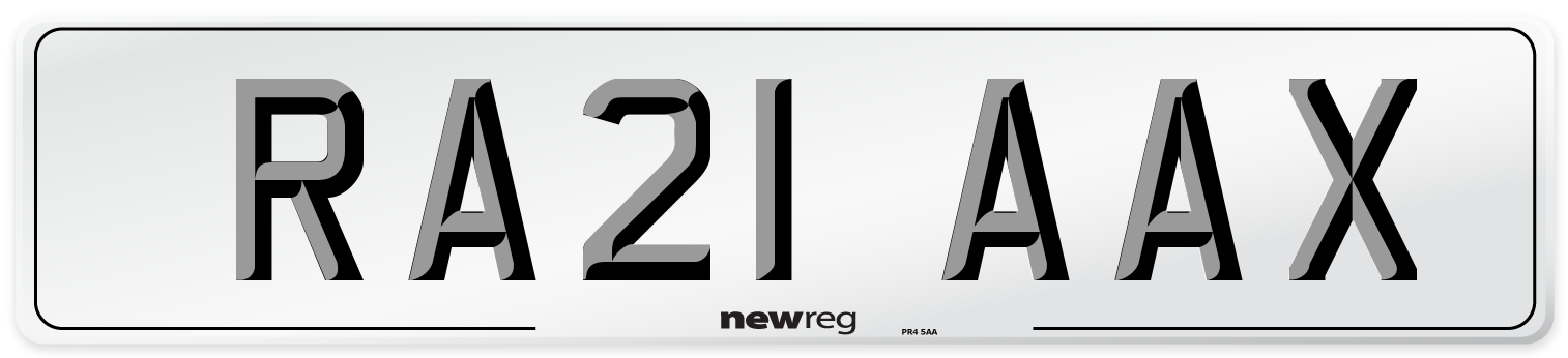 RA21 AAX Front Number Plate