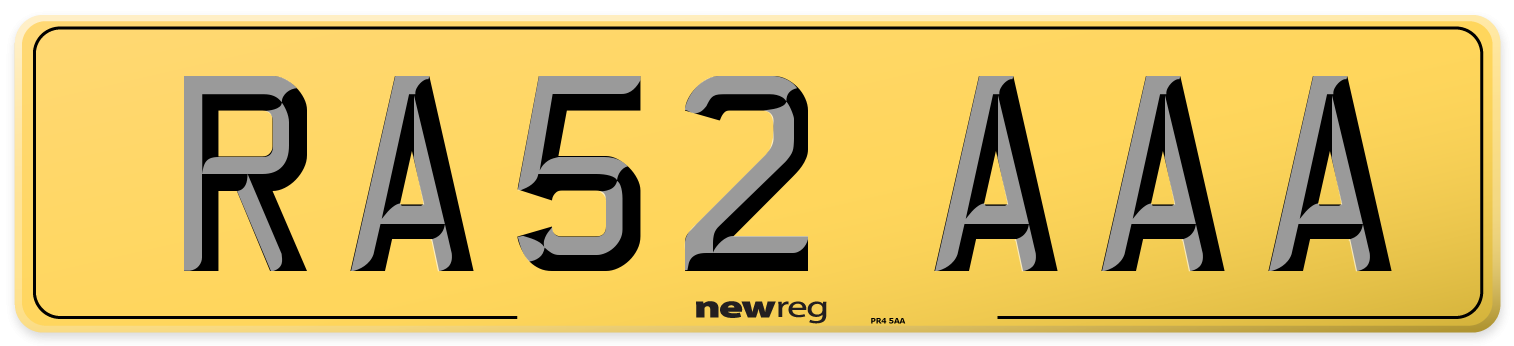 RA52 AAA Rear Number Plate