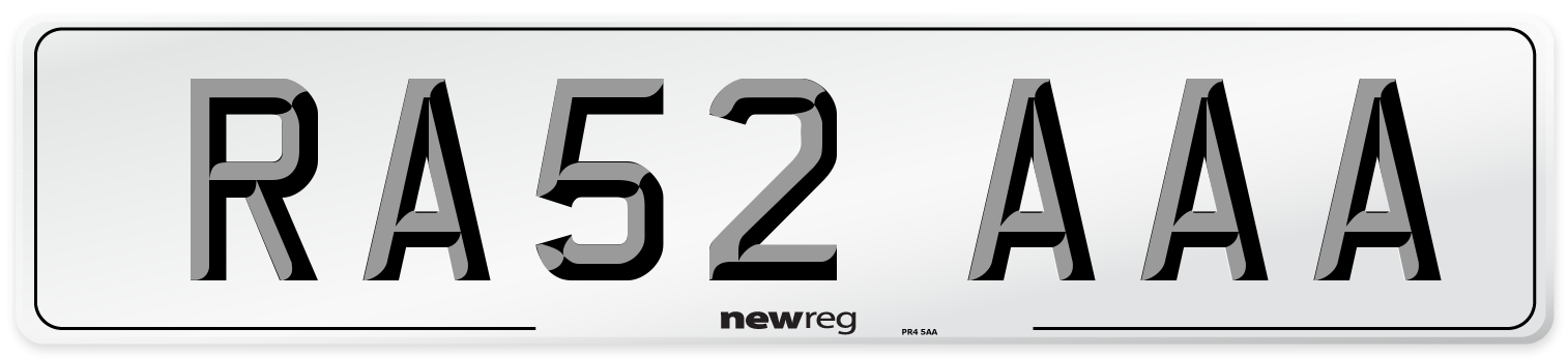 RA52 AAA Front Number Plate