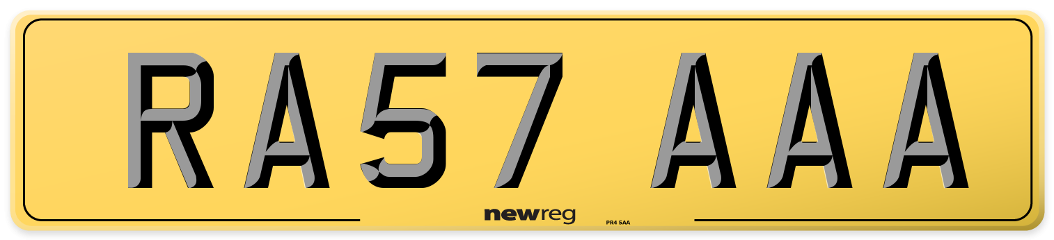 RA57 AAA Rear Number Plate