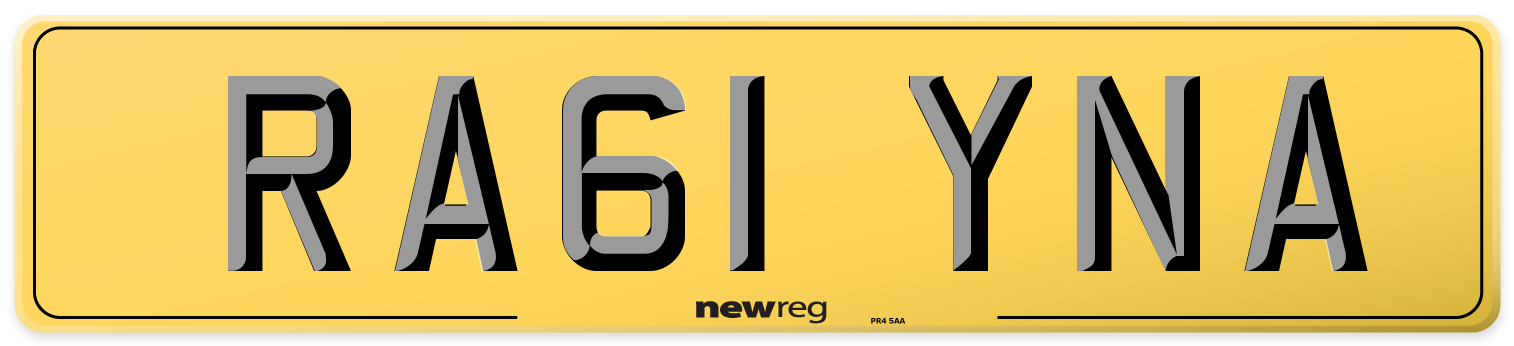 RA61 YNA Rear Number Plate