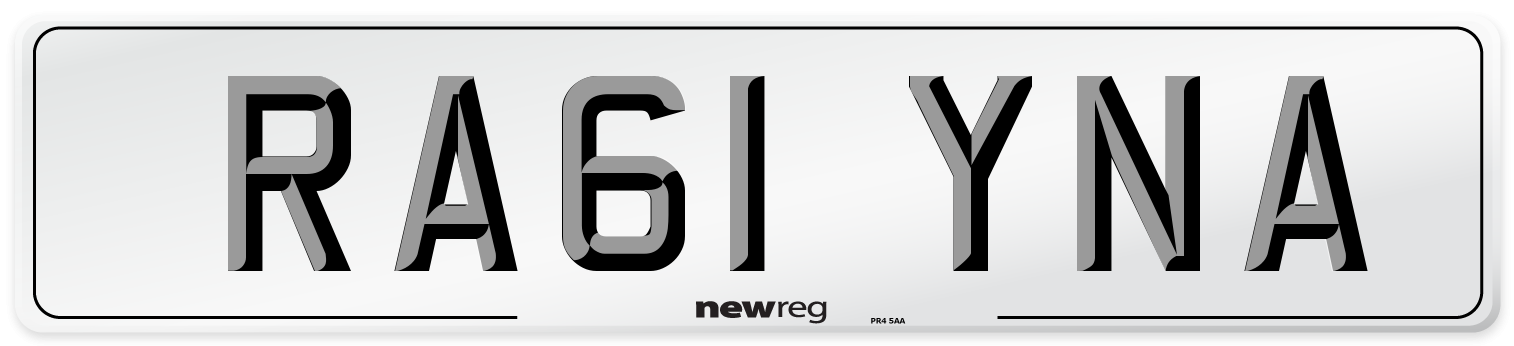 RA61 YNA Front Number Plate