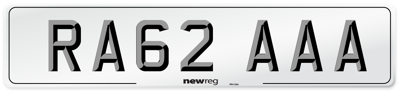 RA62 AAA Front Number Plate