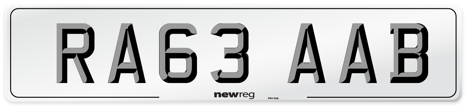 RA63 AAB Front Number Plate