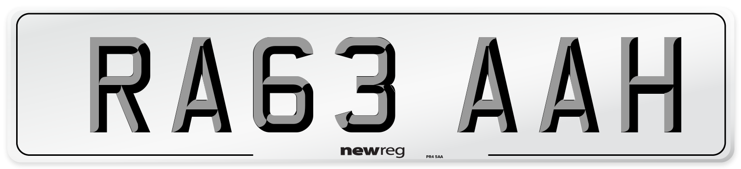 RA63 AAH Front Number Plate
