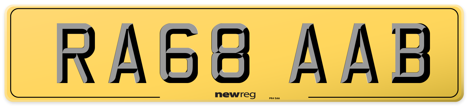 RA68 AAB Rear Number Plate