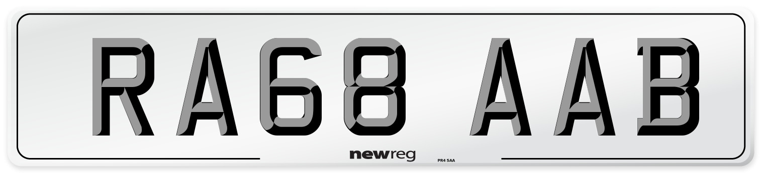 RA68 AAB Front Number Plate