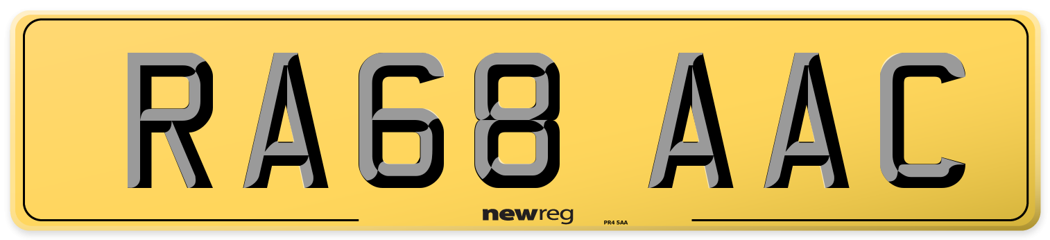 RA68 AAC Rear Number Plate