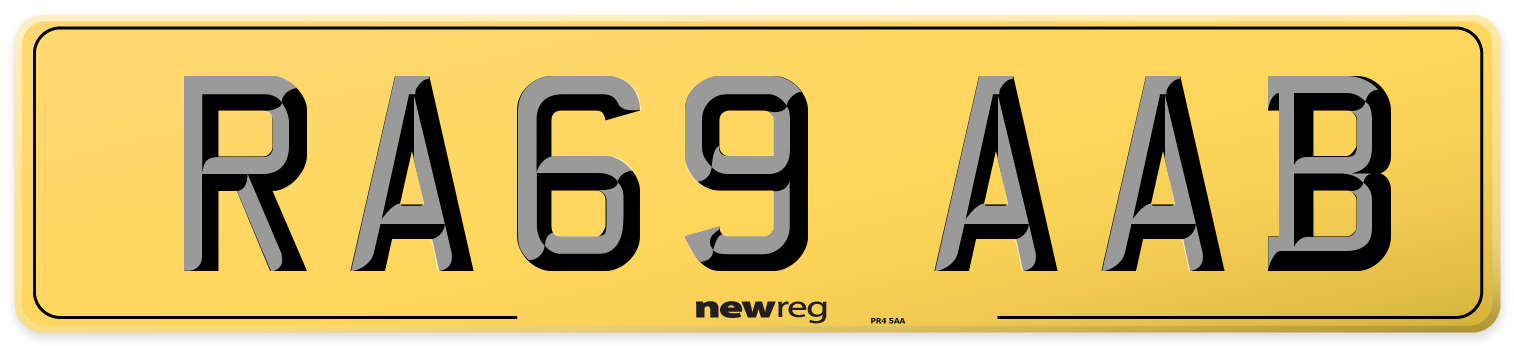 RA69 AAB Rear Number Plate