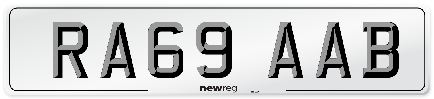 RA69 AAB Front Number Plate