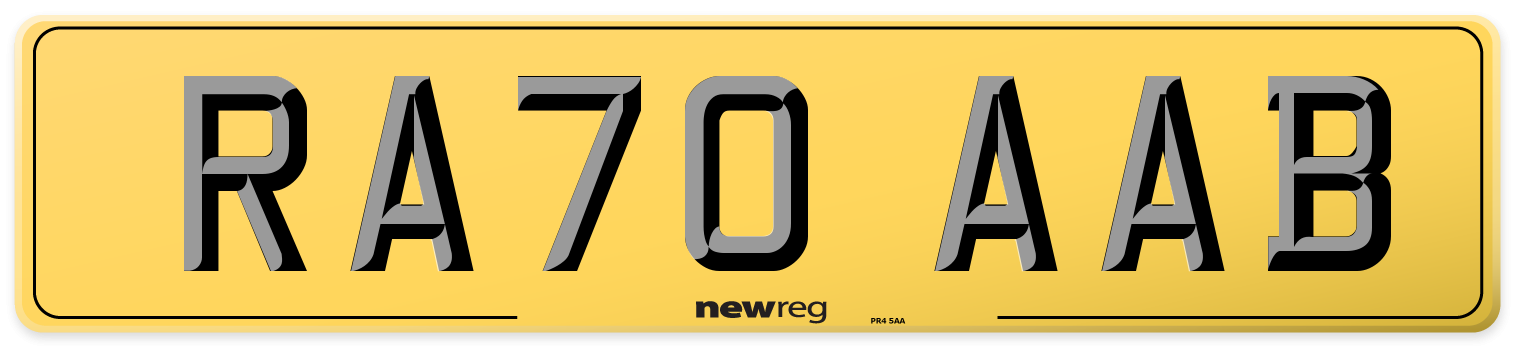 RA70 AAB Rear Number Plate