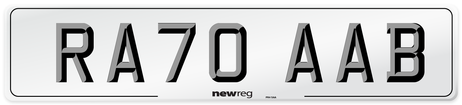 RA70 AAB Front Number Plate