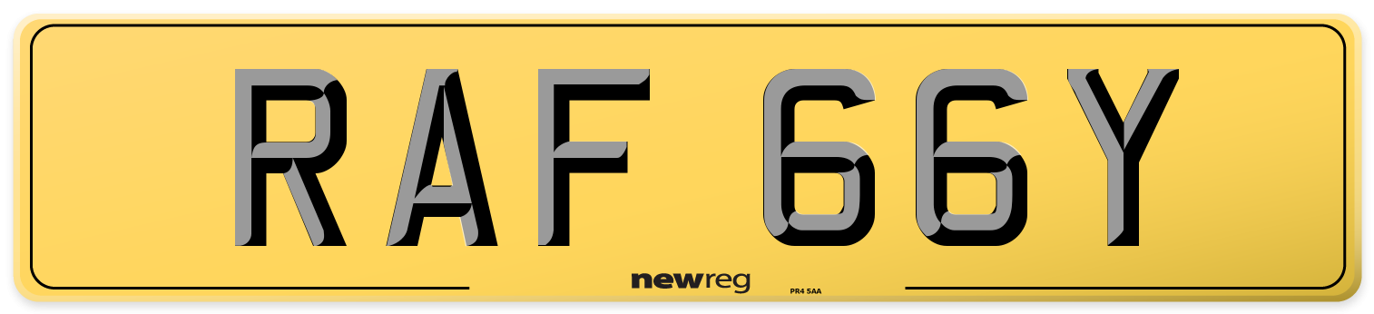RAF 66Y Rear Number Plate