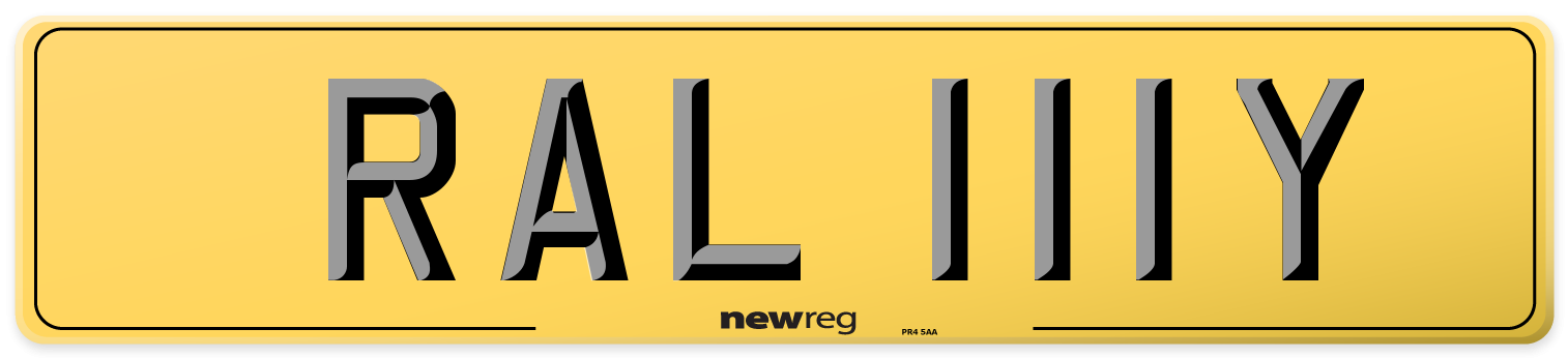 RAL 111Y Rear Number Plate