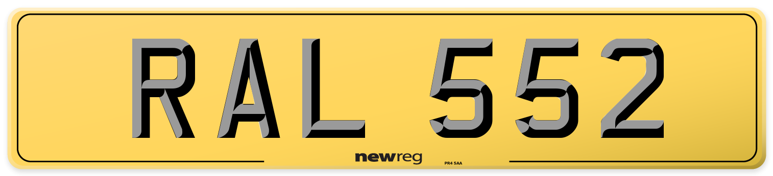 RAL 552 Rear Number Plate