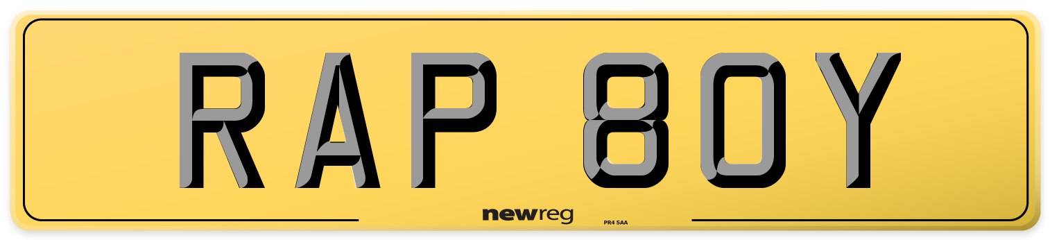 RAP 80Y Rear Number Plate