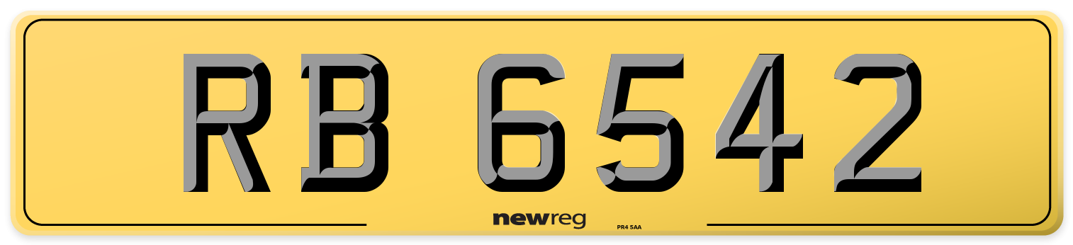 RB 6542 Rear Number Plate