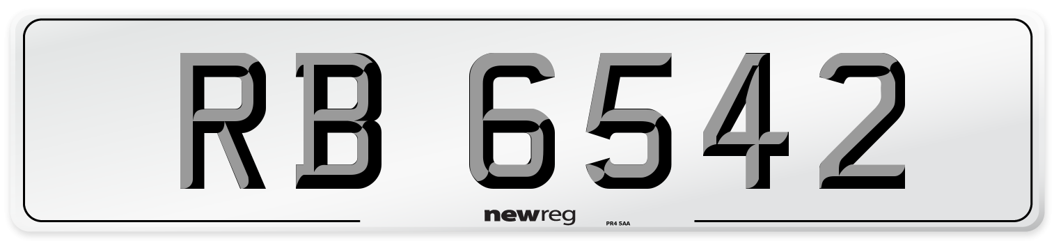 RB 6542 Front Number Plate