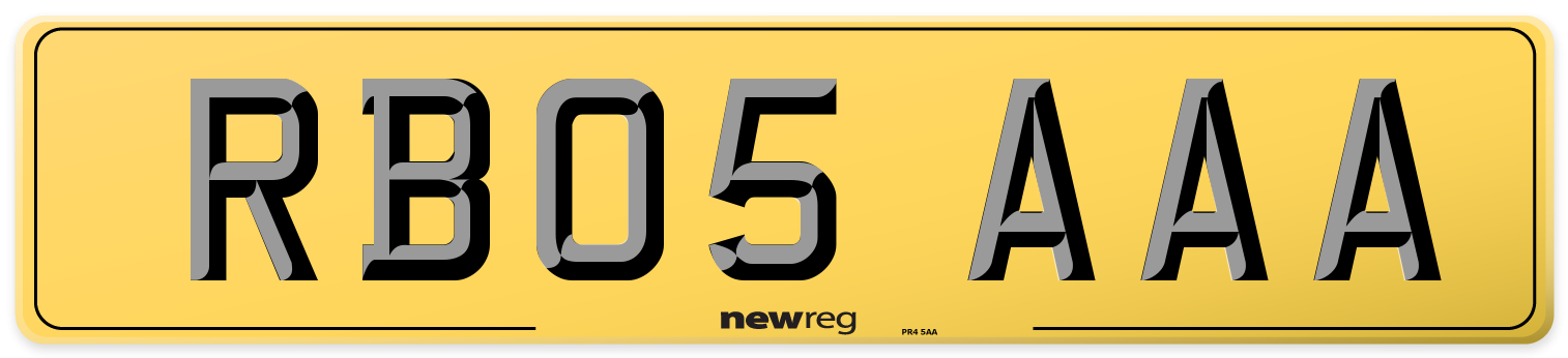 RB05 AAA Rear Number Plate