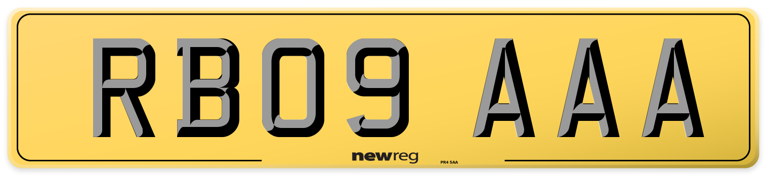 RB09 AAA Rear Number Plate