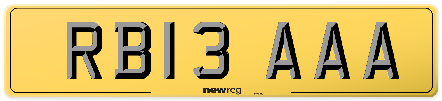 RB13 AAA Rear Number Plate