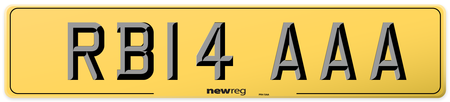 RB14 AAA Rear Number Plate
