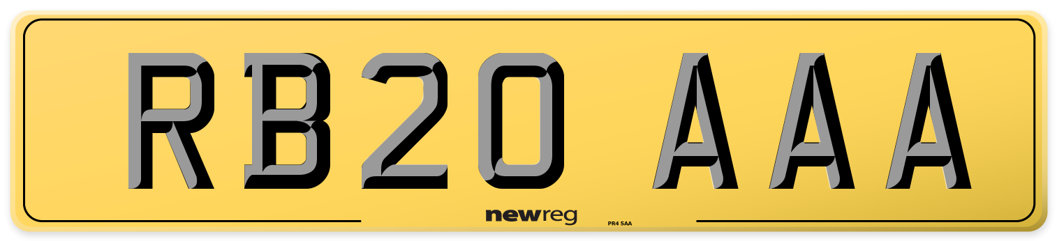 RB20 AAA Rear Number Plate